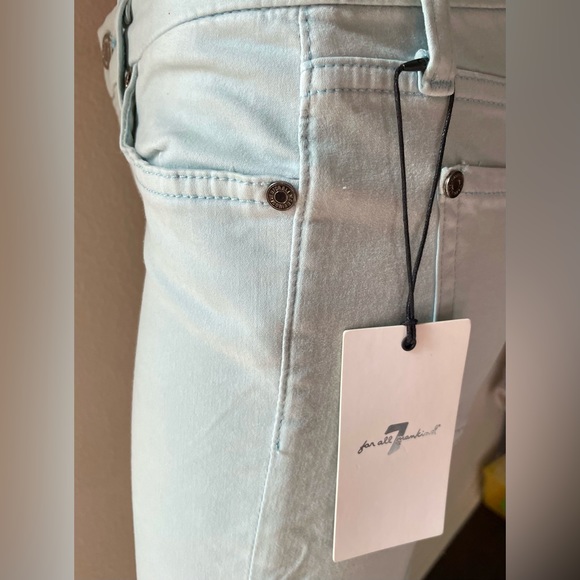 NWT Women's 7 For All Mankind. The Mid Rise Skinny Contour Sateen Light Blue - Picture 7 of 10